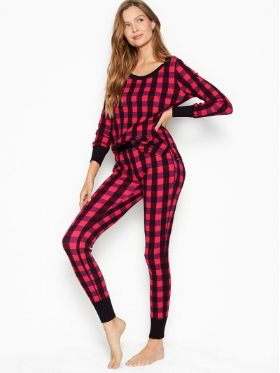Термо піжама Victoria's Secret Thermal PJ Set, Fuschia Check Plaid