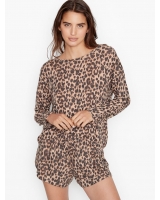 Піжама Victoria's Secret Cozy Knit Short PJ Set, Leopard Print