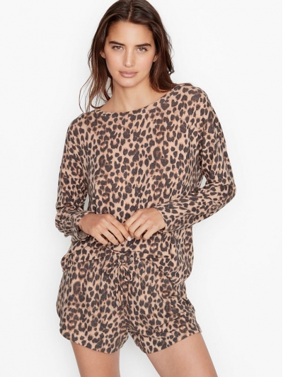 Піжама Victoria's Secret Cozy Knit Short PJ Set, Leopard Print