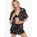 Піжама Victoria's Secret Flannel Boxer PJ, Black Flowers