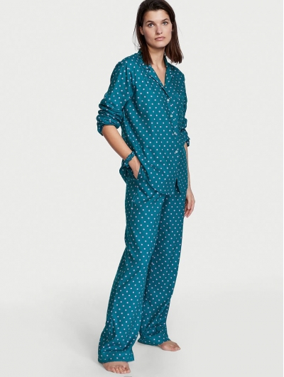 Піжама Victoria's Secret Flannel Long PJ Set, Рожевий Горох