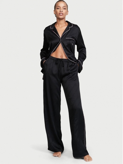 Атласна Піжама Victoria's Secret Long PJ Set, VS Black