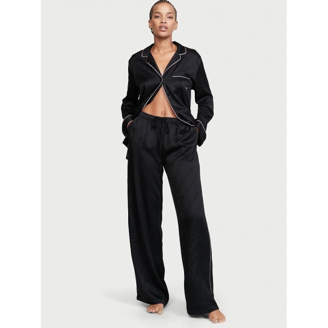Атласна Піжама Victoria's Secret Long PJ Set, VS Black
