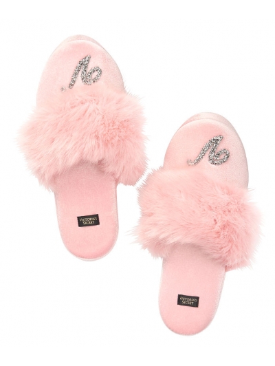 Домашні тапочки Victoria's Secret Velvet Logo Slippers, рожеві