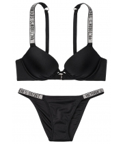 Купальник зі стразами Victoria's Secret Bombshell Add-2-cups чорний з подвійним пушапом
