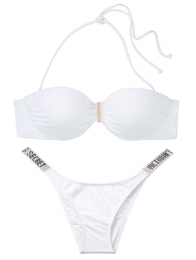 Стильний купальник Бандо Victoria’s Secret Ventanas Bandeau Push-up Top білому кольорі