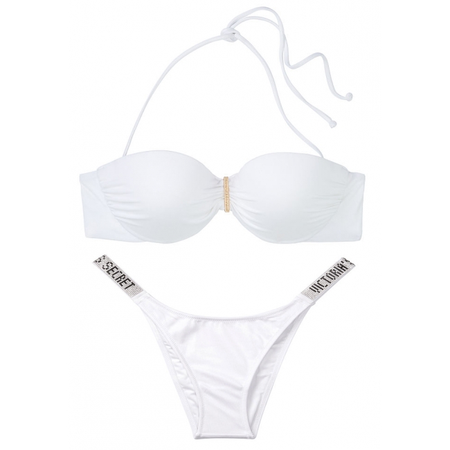 Стильний купальник Бандо Victoria’s Secret Ventanas Bandeau Push-up Top білому кольорі
