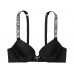 Елегантний купальник зі стразами Victoria's Secret Shine Strap Swim у чорному кольорі з подвійним пушапом