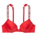Купальник роздільний із стразами Victoria's Secret Shine Strap Swim червоний з подвійним пушапом