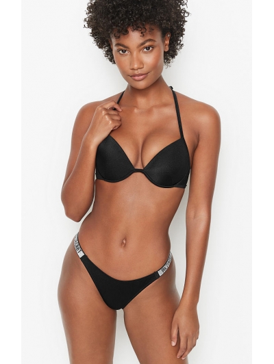Стильний купальник зі стразами Victoria's Secret Malibu Fabulous Shine Strap Swim чорний