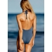 Купальник Victoria's Secret PINK Macrame One-Piece Halter, колір морської хвилі