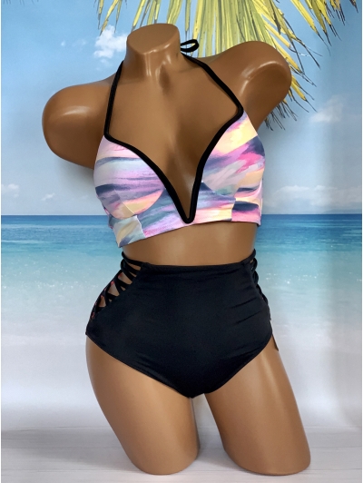 Купальник Victoria's Secret Pink Strappy V-Wire Plunge & High-Waist Bikini