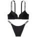 Елегантний купальник зі стразами Victoria's Secret Shine Strap Swim у чорному кольорі з подвійним пушапом