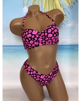 Купальник Бандо Victoria's Secret Bandeau, малиновий леопард