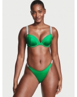 Купальник зі стразами Victoria’s Secret Shine Strap Sexy Push-Up Bikini Swim, зелений одинарний пушап