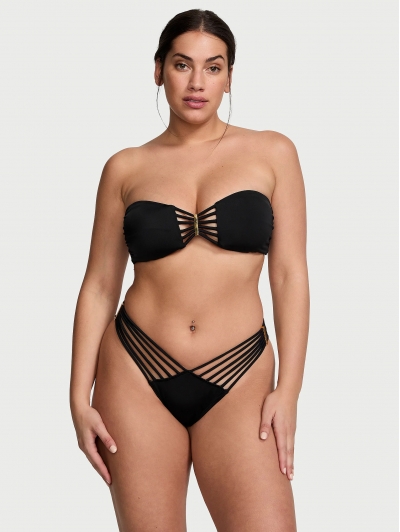 Купальник Бандо Victoria’s Secret Archives Strappy Bandeau Top & Brazilian Bikini Bottom, чорний