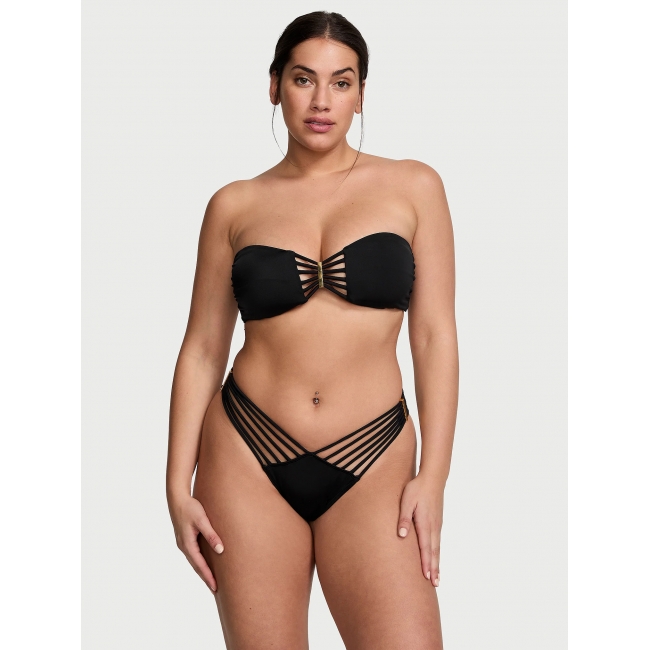 Купальник Бандо Victoria’s Secret Archives Strappy Bandeau Top & Brazilian Bikini Bottom, чорний