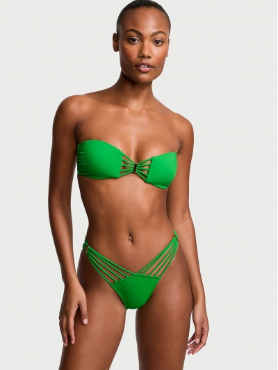 Купальник Бандо Victoria’s Secret Archives Strappy Bandeau Top & Brazilian Bikini Bottom, Зелений