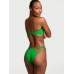 Купальник Бандо Victoria’s Secret Archives Strappy Bandeau Top & Brazilian Bikini Bottom, Зелений