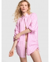 Пляжна Сорочка Victoria’s Secret Pink Cover-Up Shirt, Рожева смужка
