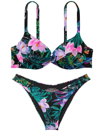 Купальник Victoria’s Secret Sexy Tee Push-Up Bikini Top & Brazilian Bottom, Black Tropical