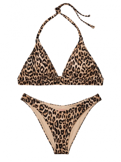 Купальник Victoria’s Secret Removable Push-Up Halter Top & Brazilian Bottom, Леопардовий