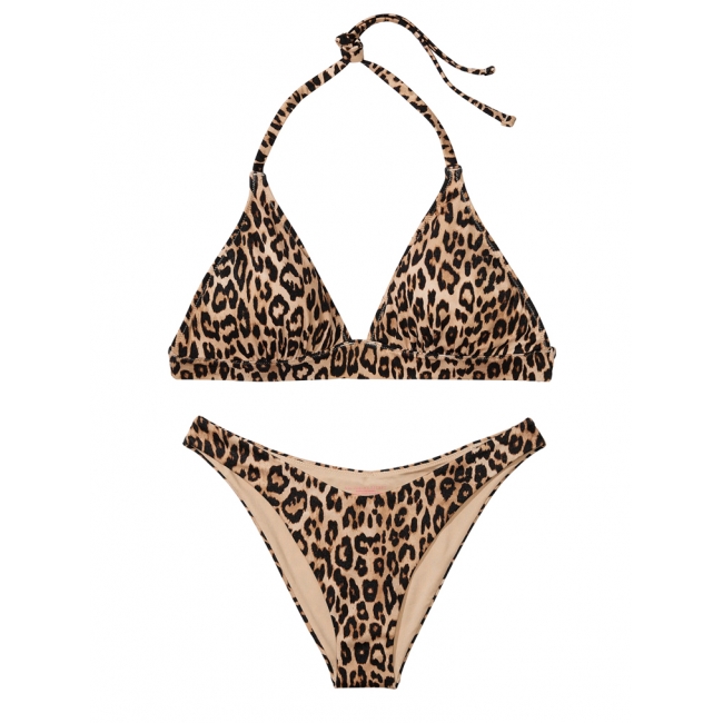Купальник Victoria’s Secret Removable Push-Up Halter Top & Brazilian Bottom, Леопардовий