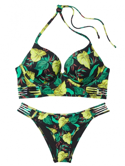 Купальник Victoria’s Secret Archives Bombshell Push-Up Longline Top & Brazilian Bottom, Vintage Leaves