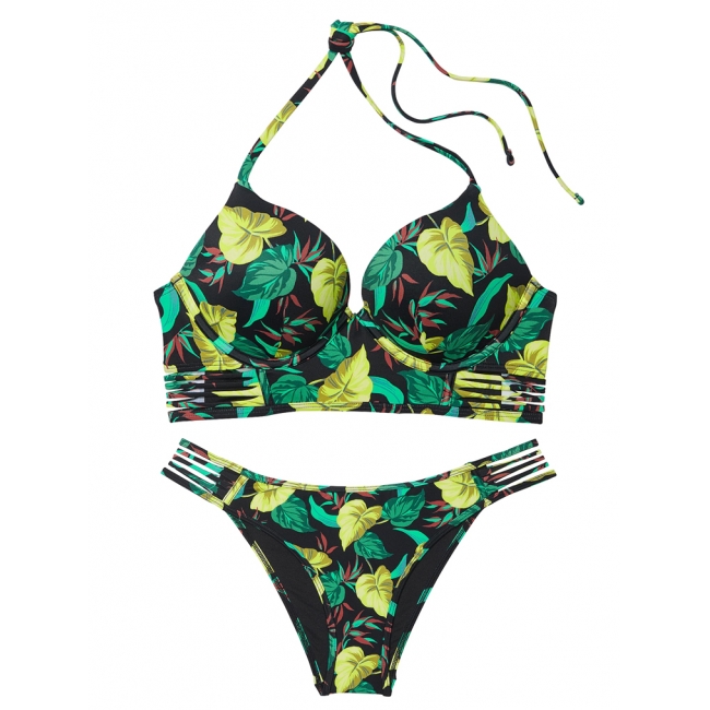 Купальник Victoria’s Secret Archives Bombshell Push-Up Longline Top & Brazilian Bottom, Vintage Leaves
