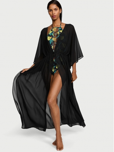 Пляжне Плаття-тунікаVictoria’s Secret Sheer Crinkle Caftan, Чорна