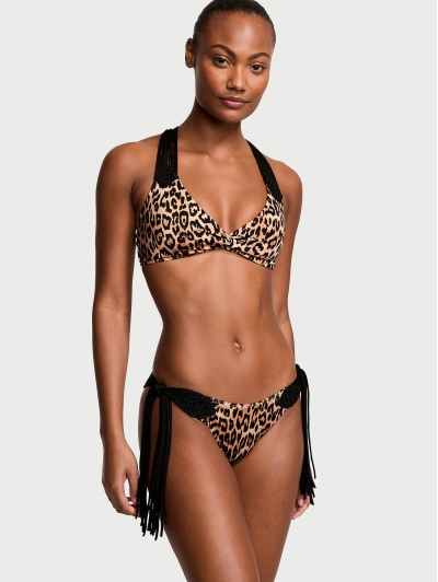 Купальник Victoria’s Secret Archives Macrame Fringe Bralette Top & Cheeky Bottom, Леопардовий
