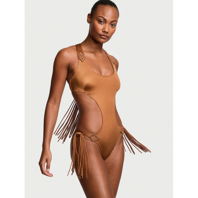 Купальник Victoria’s Secret Archives Swim Macrame Fringe Monokini One-Piece Swimsuit, Caramel