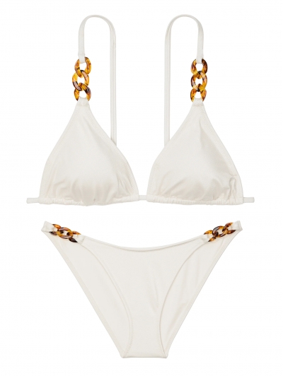 Купальник Victoria’s Secret Chain-Link Triangle Bikini Top & Chain-Link Cheeky Bottom, Білий