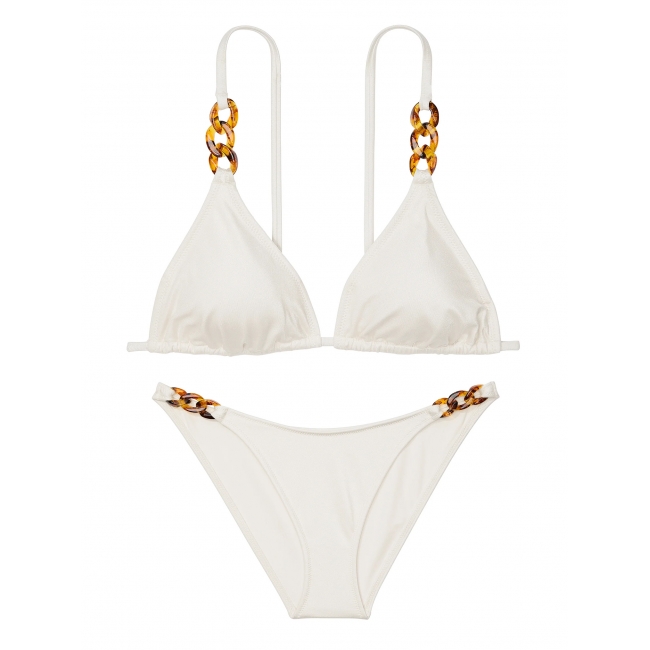 Купальник Victoria’s Secret Chain-Link Triangle Bikini Top & Chain-Link Cheeky Bottom, Білий