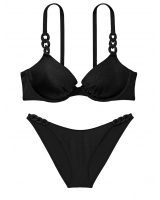 Купальник Victoria’s Secret Chain-Link Icon Push-Up Bikini Top & Cheeky Bikini Bottom, Чорний