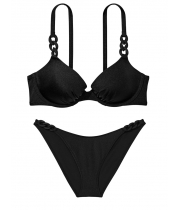 Купальник Victoria’s Secret Chain-Link Icon Push-Up Bikini Top & Cheeky Bikini Bottom, Чорний