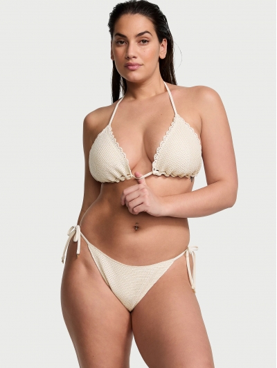 Купальник Victoria’s Secret Crochet String Bikini Swimsuit, Світло-бежевий