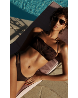 Купальник Бандо Victoria’s Secret Archives Strappy Hardware Bandeau Top & Brazilian Bikini Bottom, Burgundy Dots