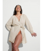 Пляжне Плаття-туніка Victoria’s Secret Beachwear Linen Easy Button-Up Dress, Бежеве