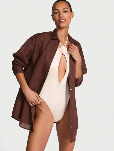 Сорочка Victoria’s Secret Boyfriend Shirt Dress, Коричнева