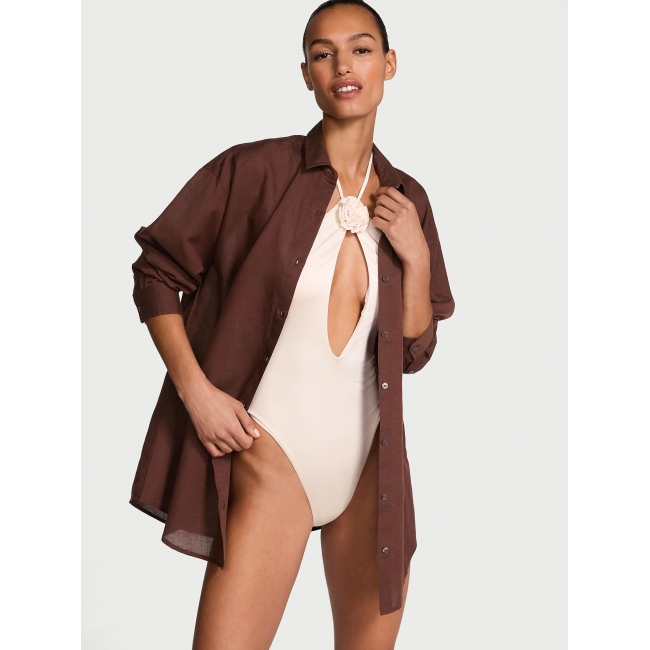 Сорочка Victoria’s Secret Boyfriend Shirt Dress, Коричнева