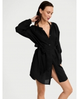 Пляжне Плаття-туніка Victoria’s Secret Beachwear Linen Easy Button-Up Dress, Чорний