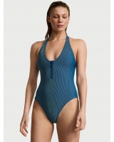 Купальник суцільний Victoria’s Secret Two-Tone Rib Plunge Zip One-Piece Swimsuit, Turq Oasis