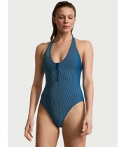Купальник суцільний Victoria’s Secret Two-Tone Rib Plunge Zip One-Piece Swimsuit, Turq Oasis