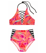 Купальник Victoria's Secret Pink Embroidered Strappy High-Neck & Strappy High-Waist Bikini