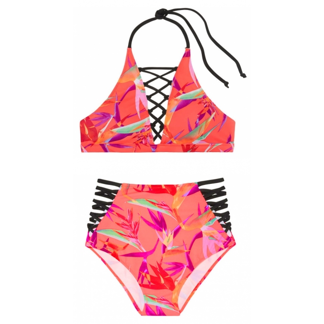 Купальник Victoria's Secret Pink Embroidered Strappy High-Neck & Strappy High-Waist Bikini