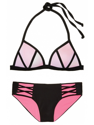 Купальник Victoria's Secret Pink з Push-up небесно-рожевий/чорний