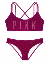 Оксамитовий купальник-топ Victoria's Secret Pink Velvet Scoop & Velvet Bikini