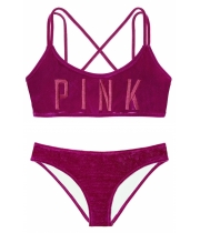 Оксамитовий купальник-топ Victoria's Secret Pink Velvet Scoop & Velvet Bikini