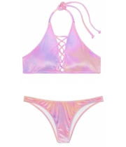 Оксамитовий купальник Victoria's Secret Pink Velvet Strappy High-Neck & Velvet Bikini